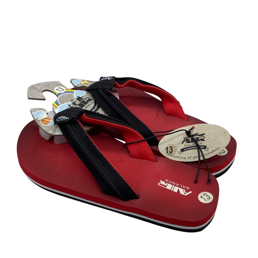 Air Balance Kids Red Black Flip Flop Sandals Thong Summer Shoes Size 13 NEW